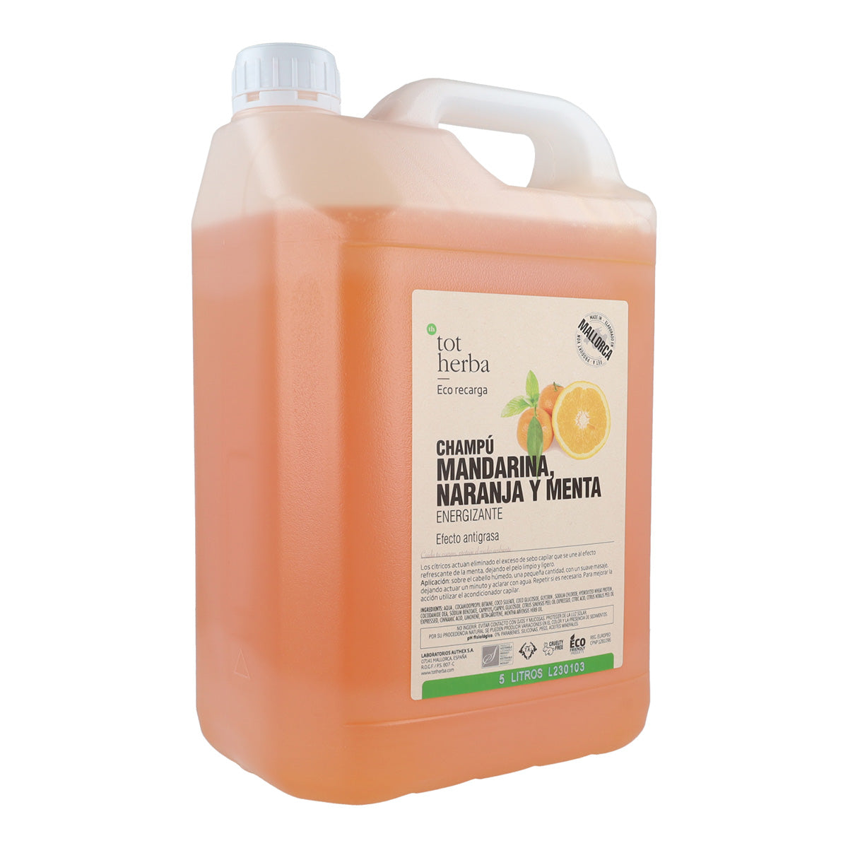 Shampoo all'arancia mandarino e menta 5 litri Tot Herba