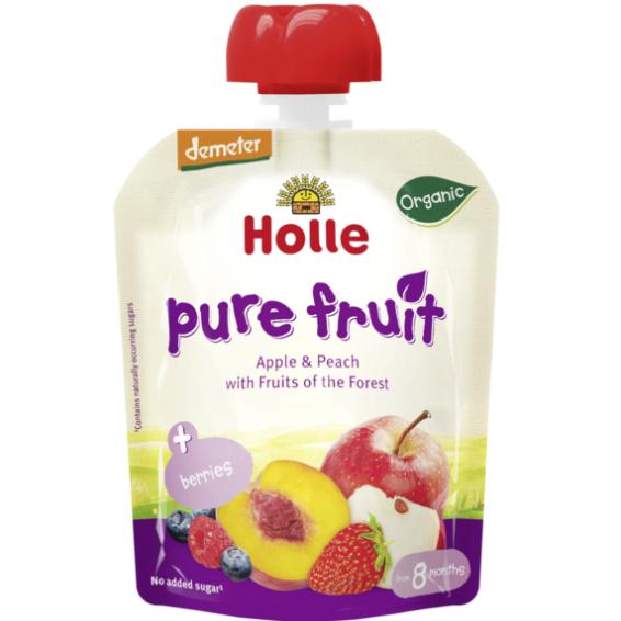 Biologische smoothie van appel en perzik met bosvruchten Holle 90 g