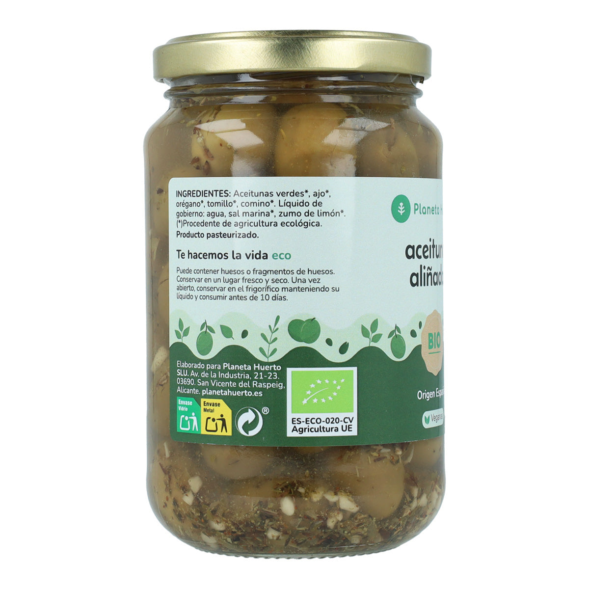 Olives vertes assaisonnées Eco Planeta Huerto 390g