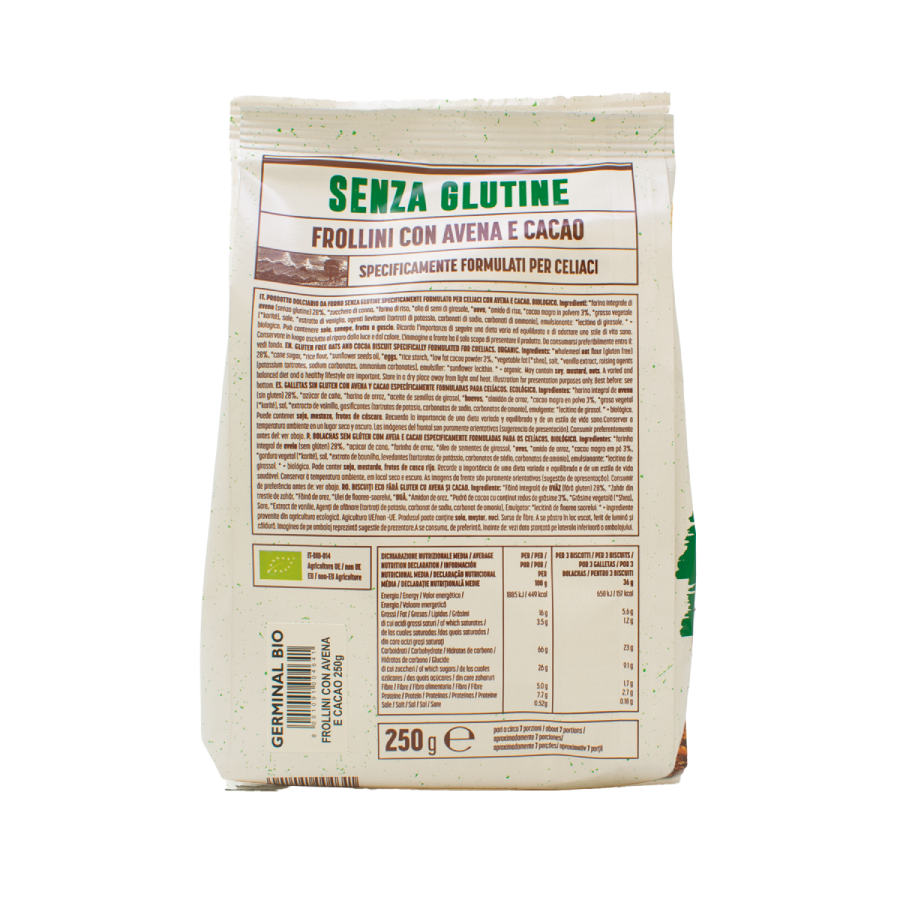 Biscuits à l'avoine sans gluten au cacao Germinal Bio 250 g