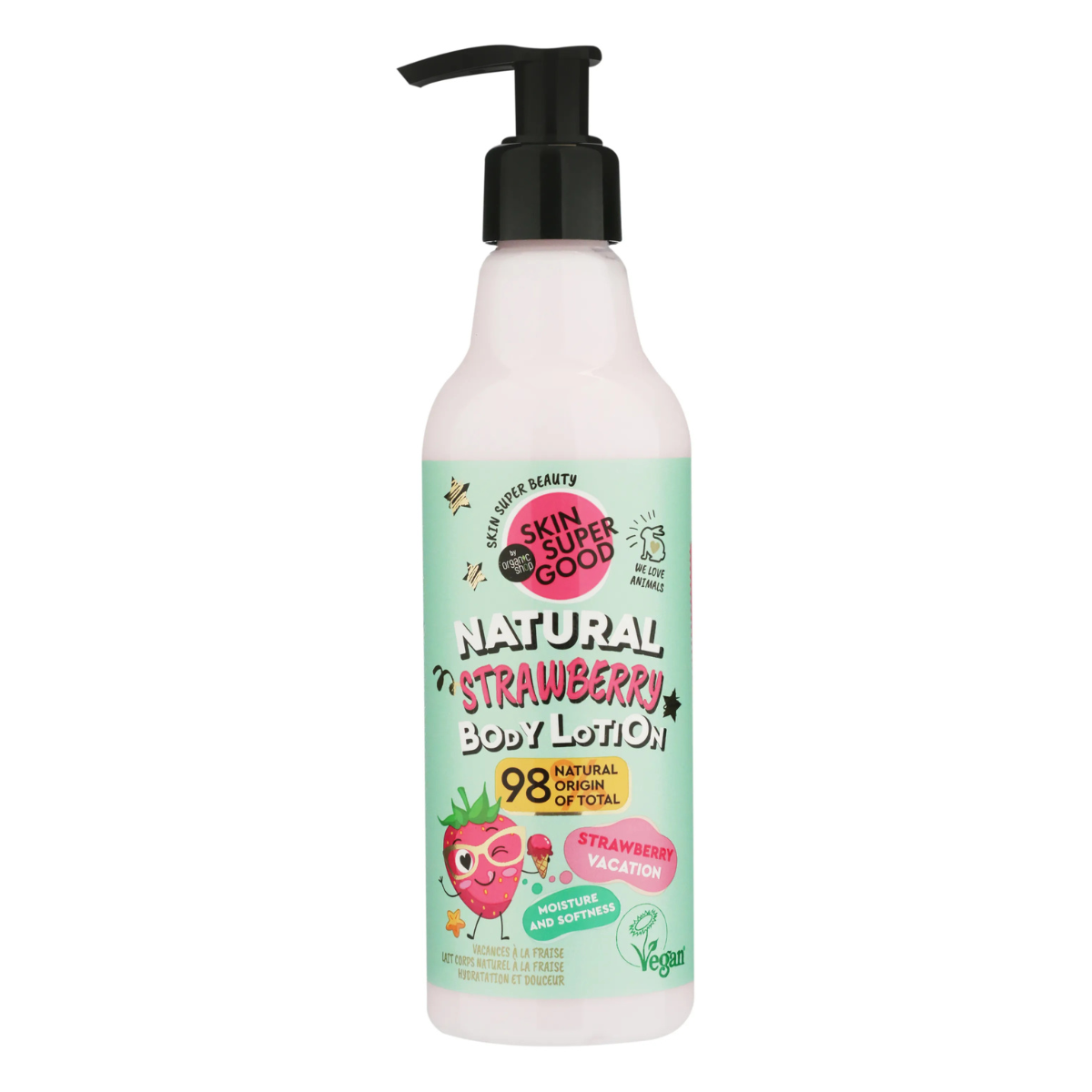 Natürliche Erdbeer-Körperlotion Strawberry Vacation Skin Super Good 250 ml