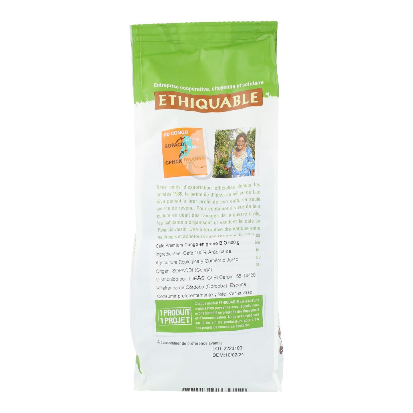 Café Premium en grains Congo 100 % Arabica d'altitude BIO 500 g