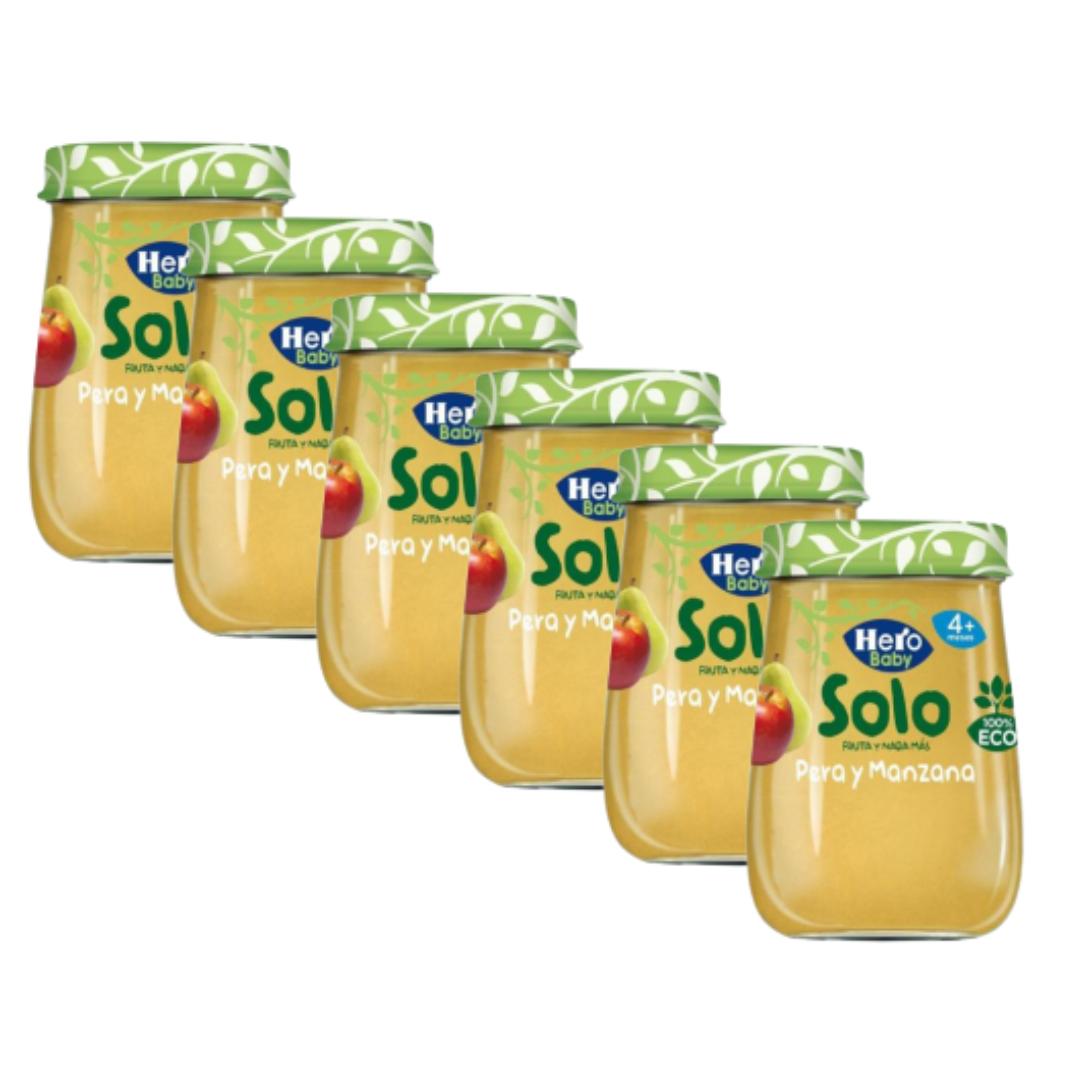 Value pack x 6 Organic pear and apple jar, 120 g. Hero Solo
