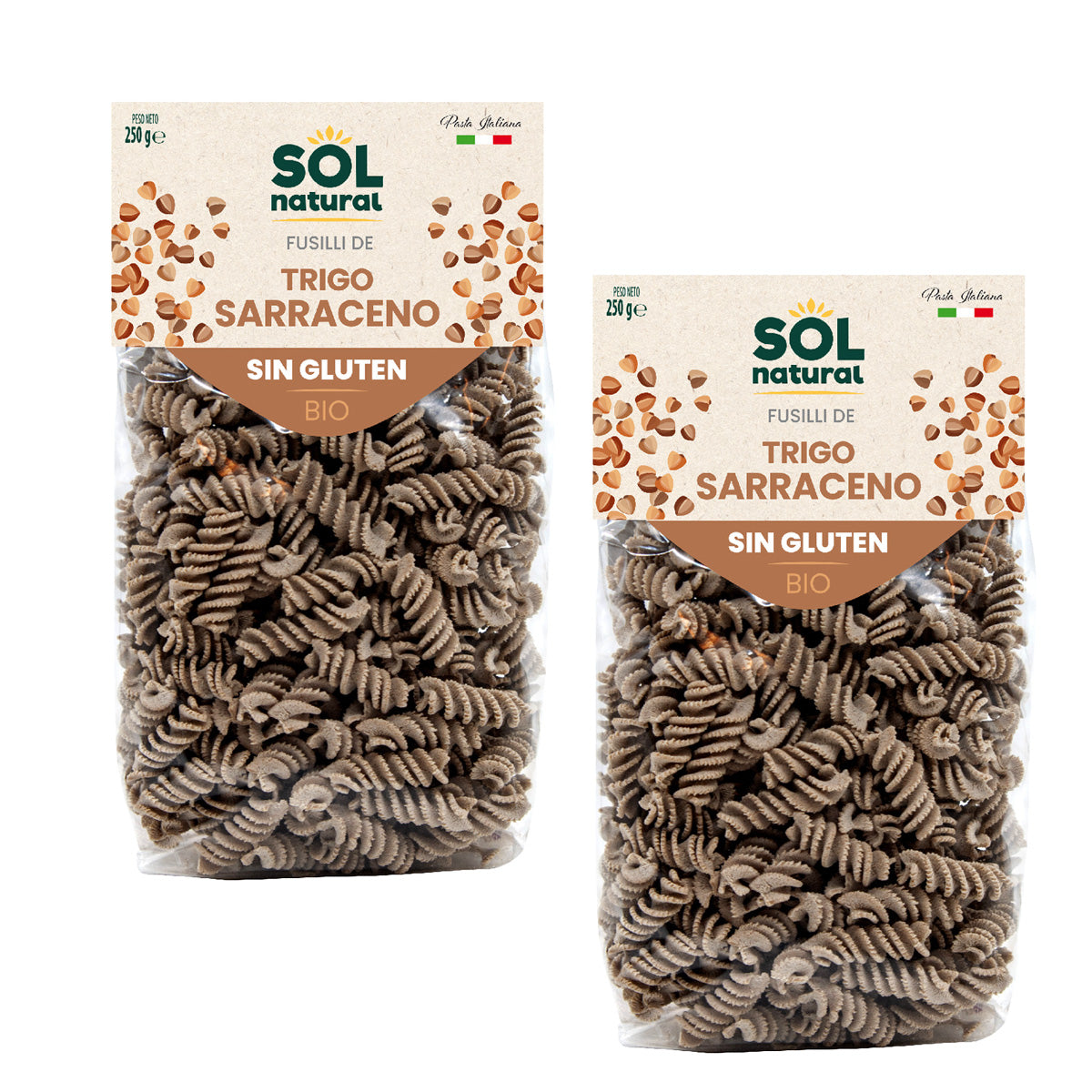 Pack 2x Fusilli au sarrasin sans gluten bio Sol Natural 250 g