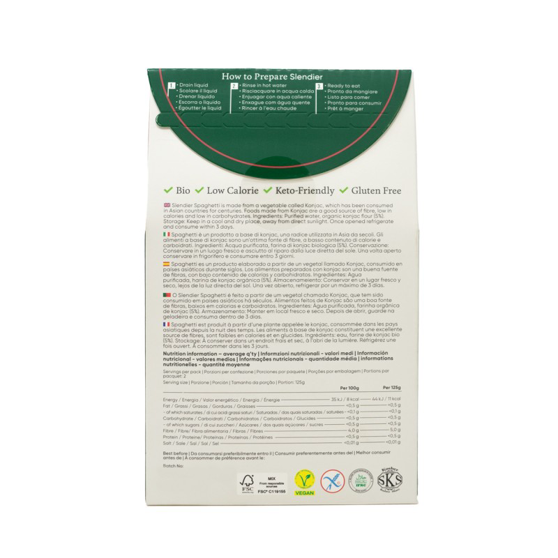 Konjak Pasta Spaghetti Bio Slendier 400 g