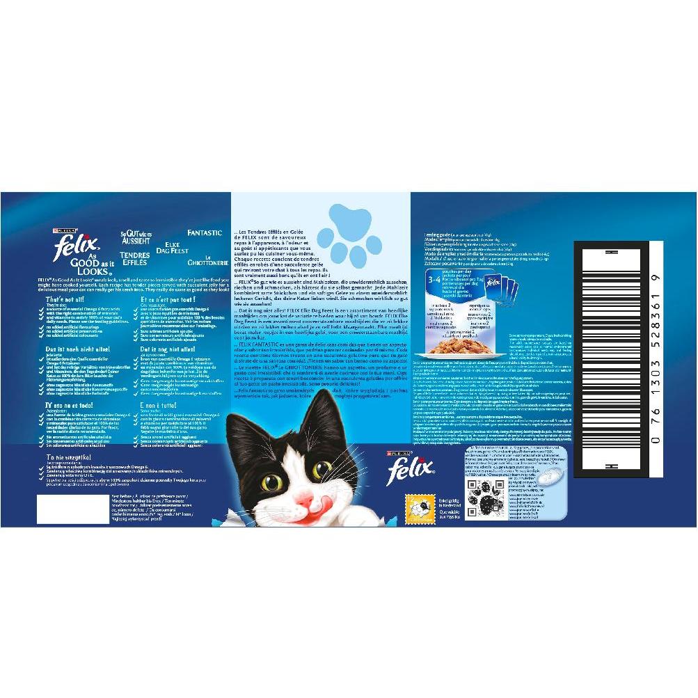 FELIX Fantastic Auswahl an Geschmacksrichtungen in Gelatine, gemischtes Sortiment, 44 x 85 g Katze