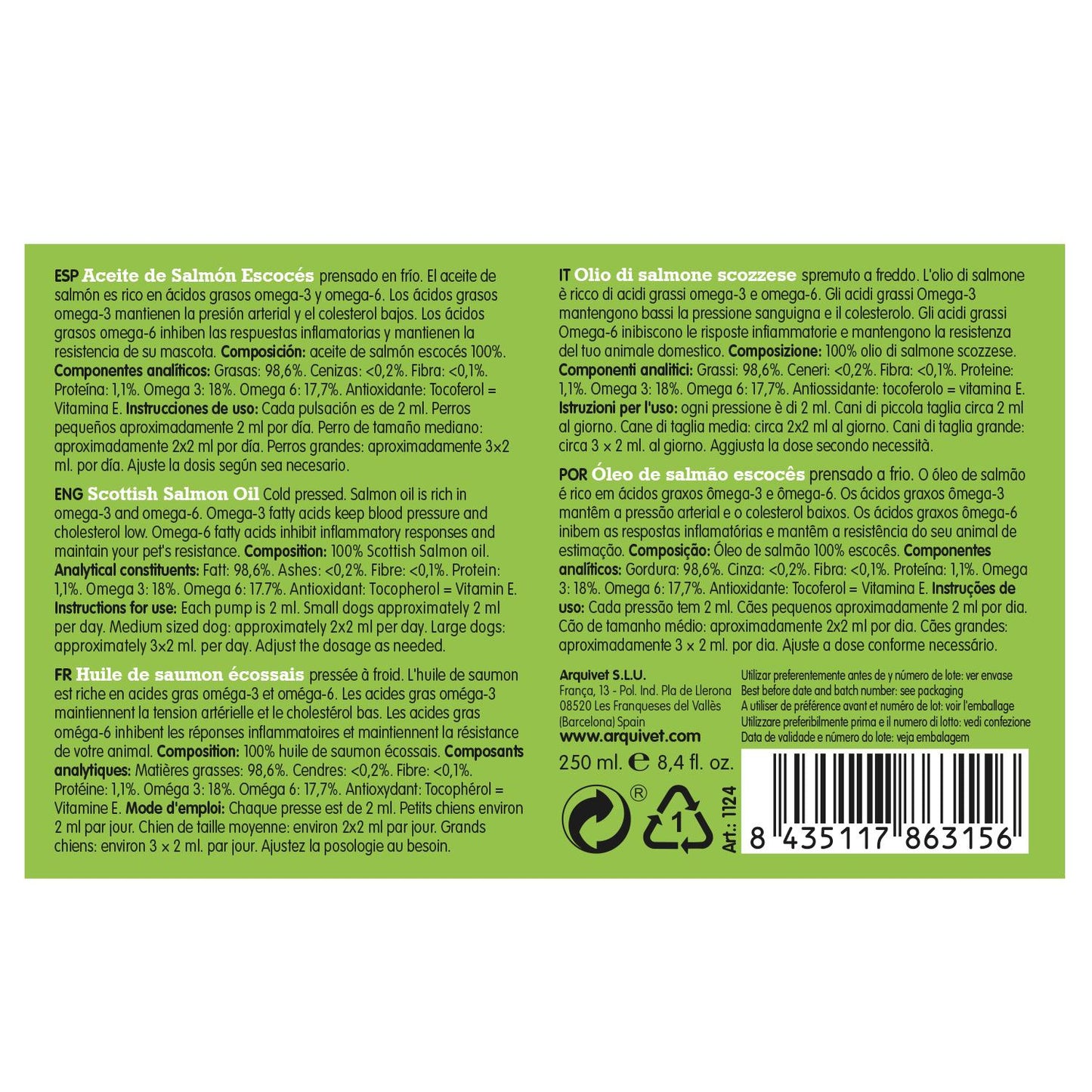 Schotse zalmolie Arquivet 500 ml