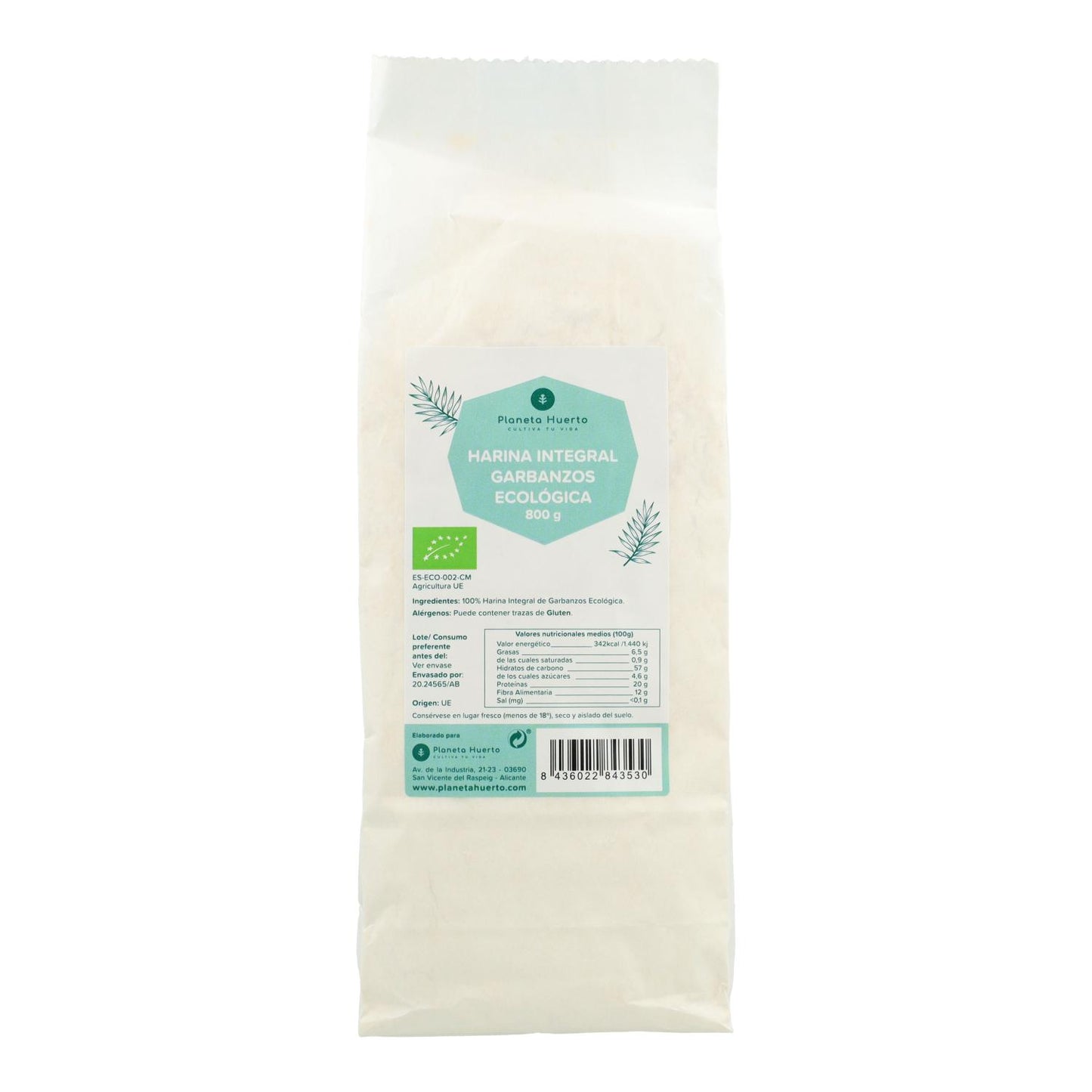 Wholemeal Chickpea Flour Eco Planeta Huerto 800 g