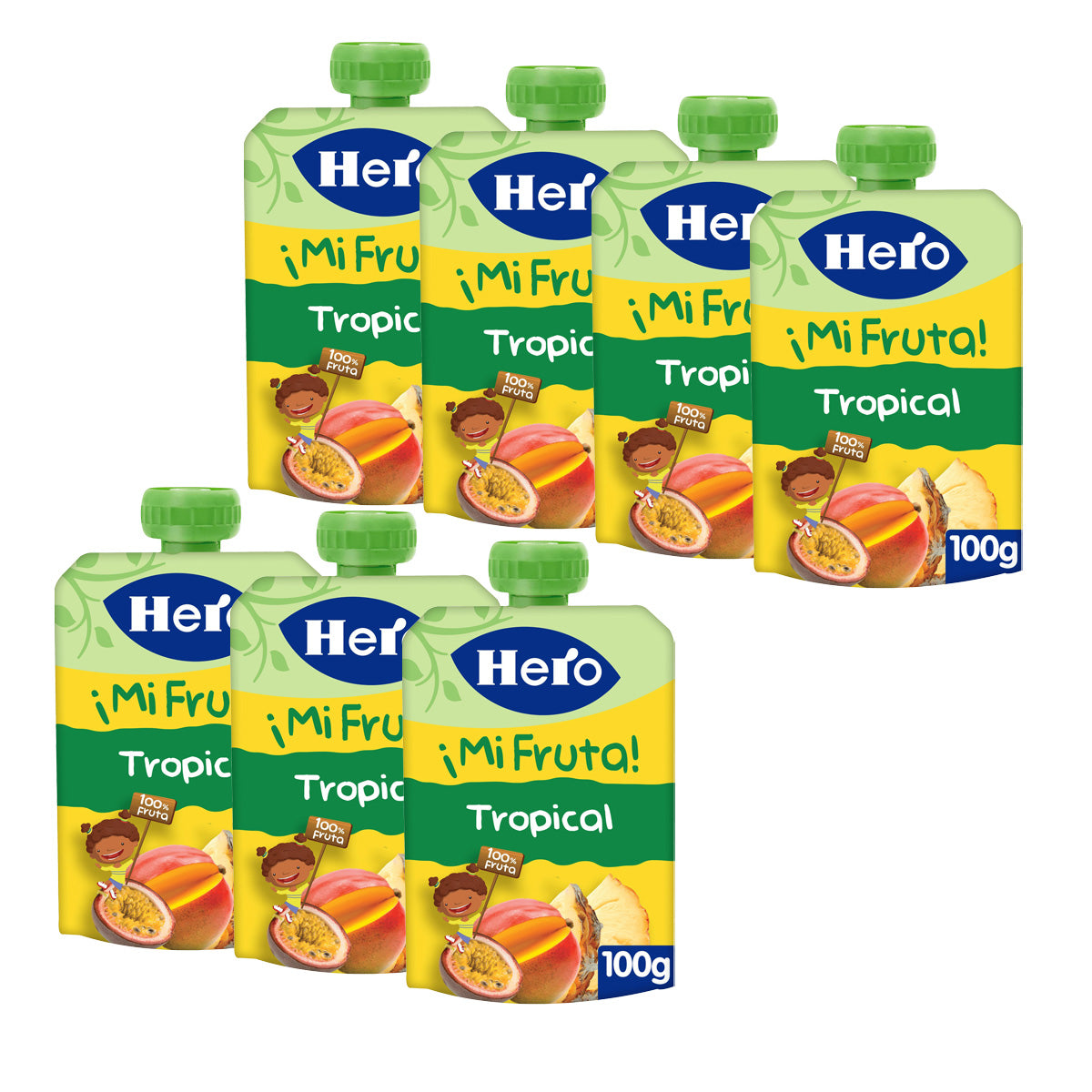 Confezione da 7 vasetti di yogurt tropicale Hero 100 g