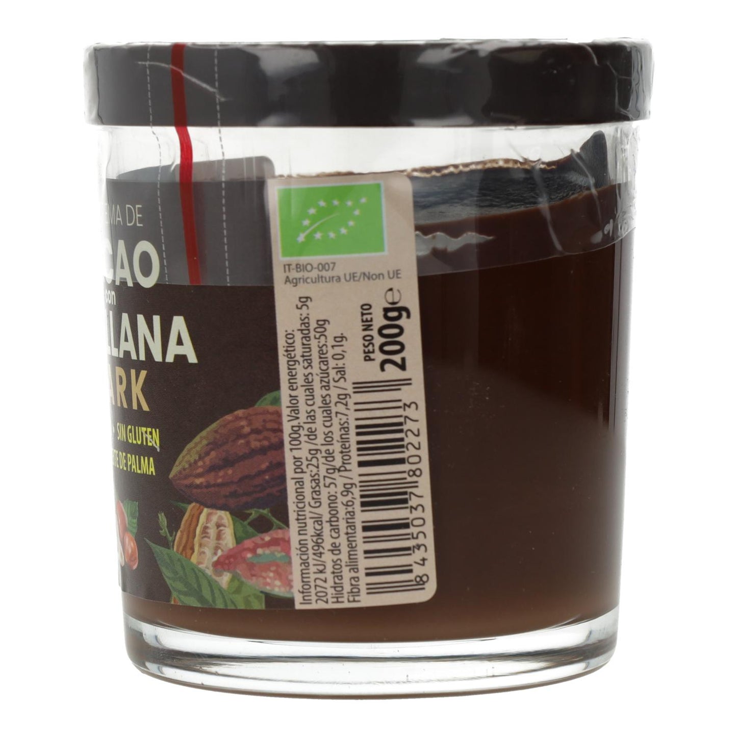 Crème végétalienne au cacao noir et aux noisettes bio Sol Natural 200 g