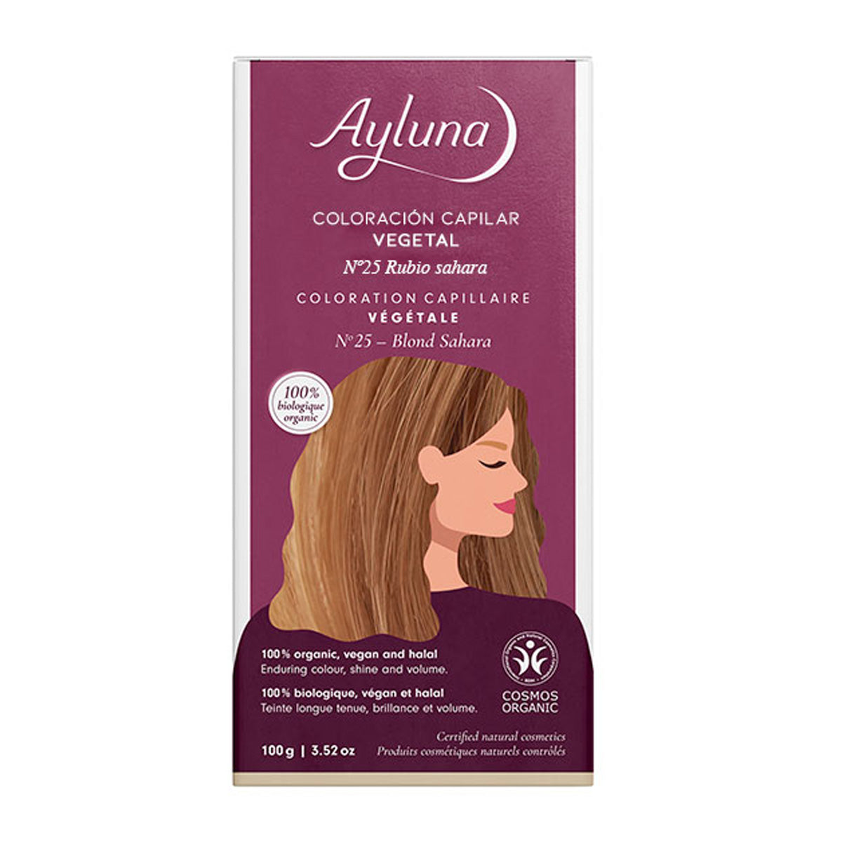 Växtbaserad hårfärg 25 Sahara blond Ayluna, AYLUNA, 100 g