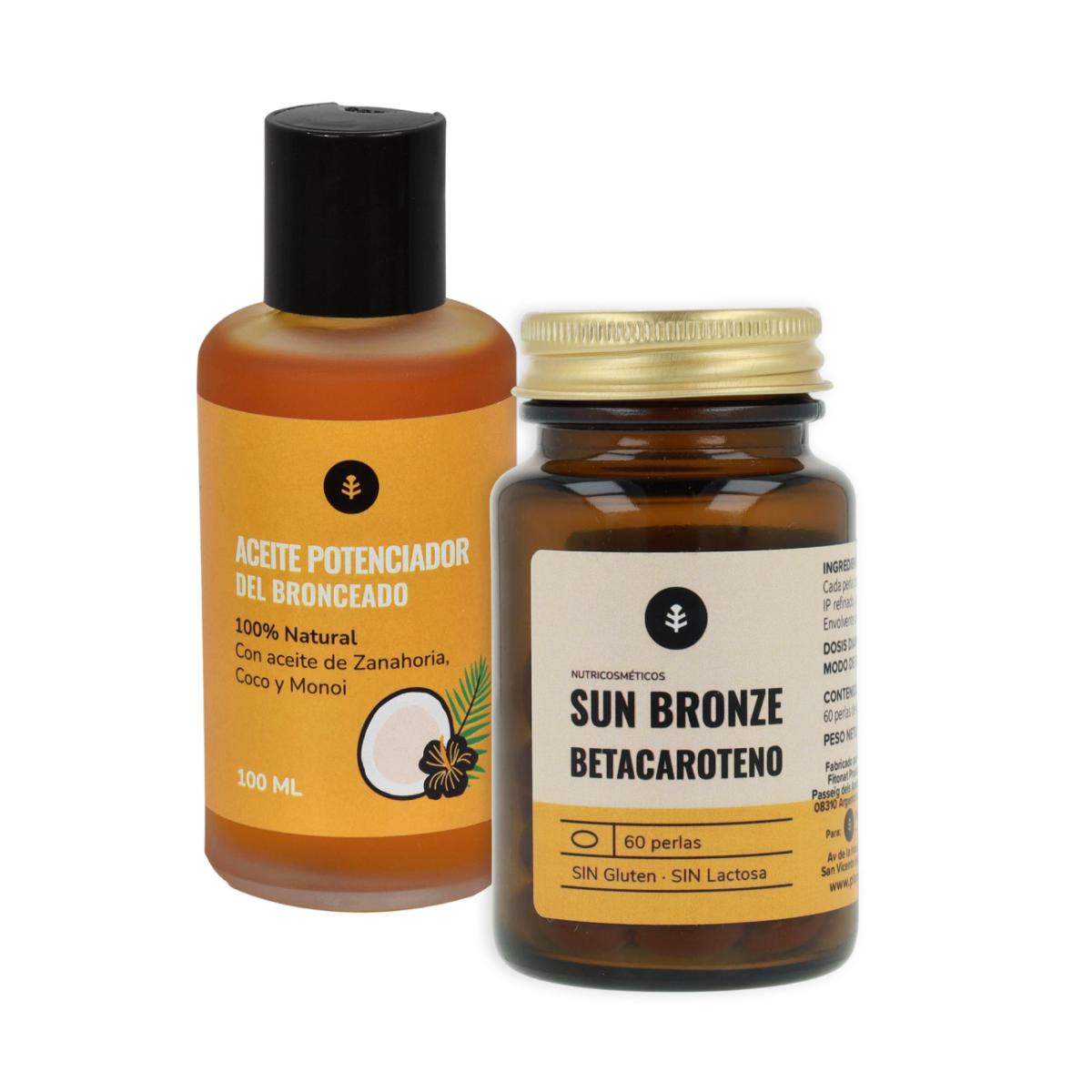 Natural tan enhancer pack: Beta-carotene + tanning oil