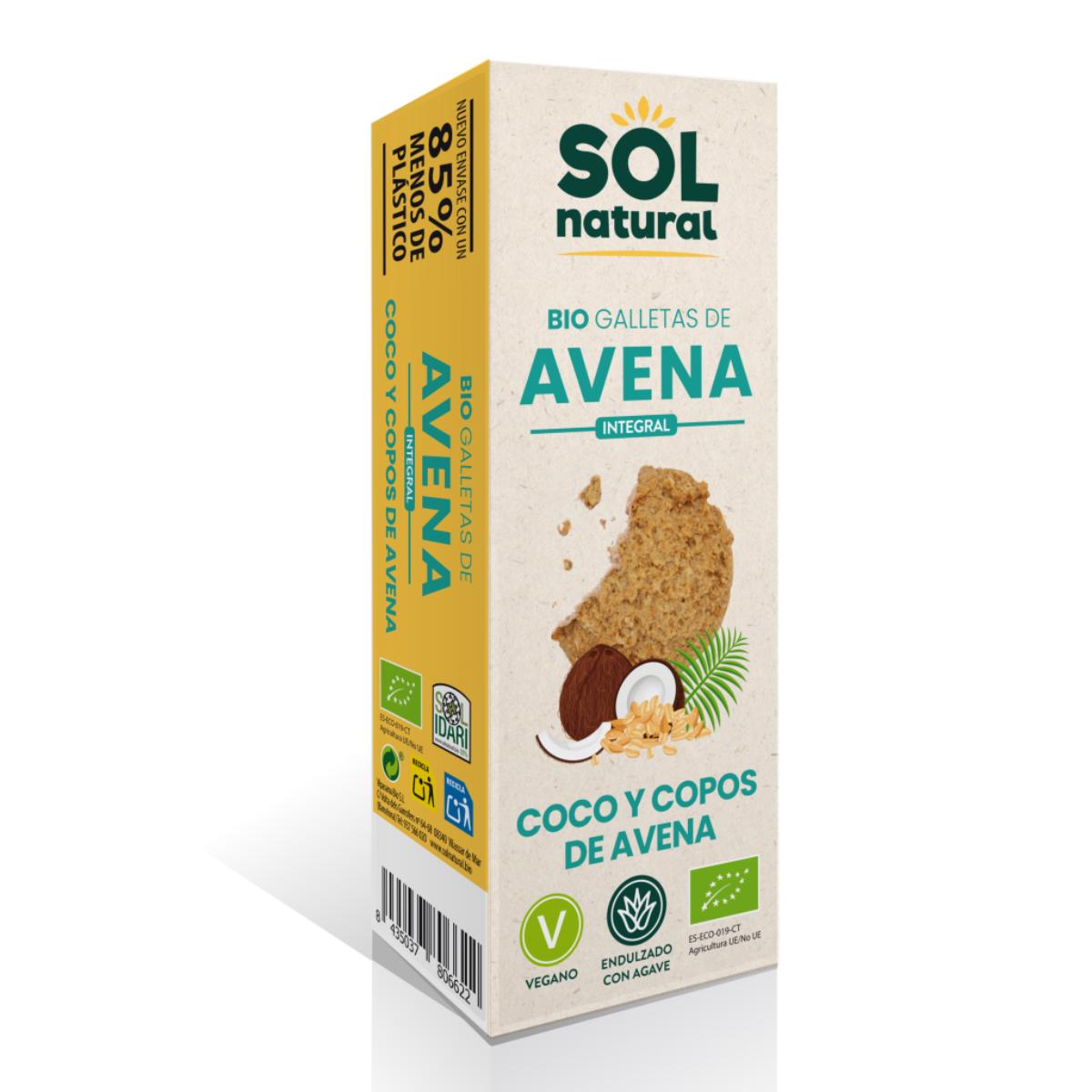 Biscuits à l'avoine, à la noix de coco et à l'agave bio Sol Natural 175 g