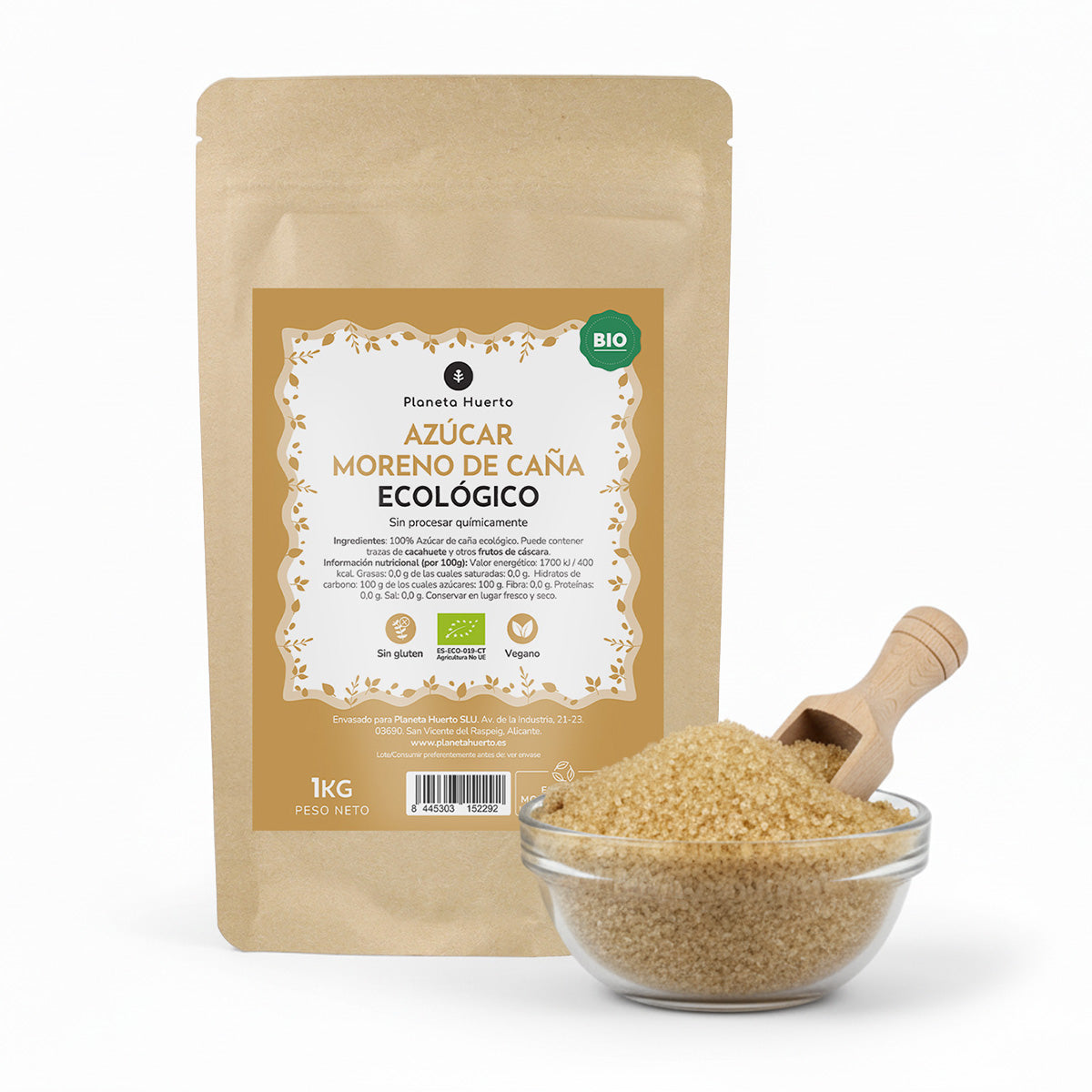 Brown cane sugar ECO Planeta Huerto 1kg