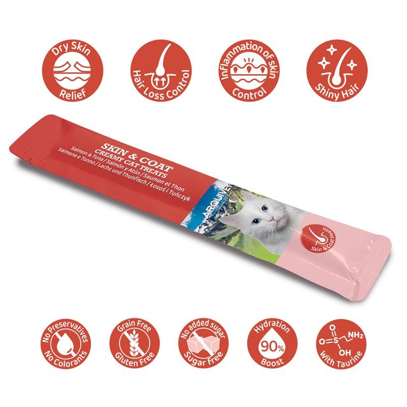 Creamy Cat Treats Functional Creamy Snack Skin & Coat Salmon and Tuna Arquivet 5x14 g