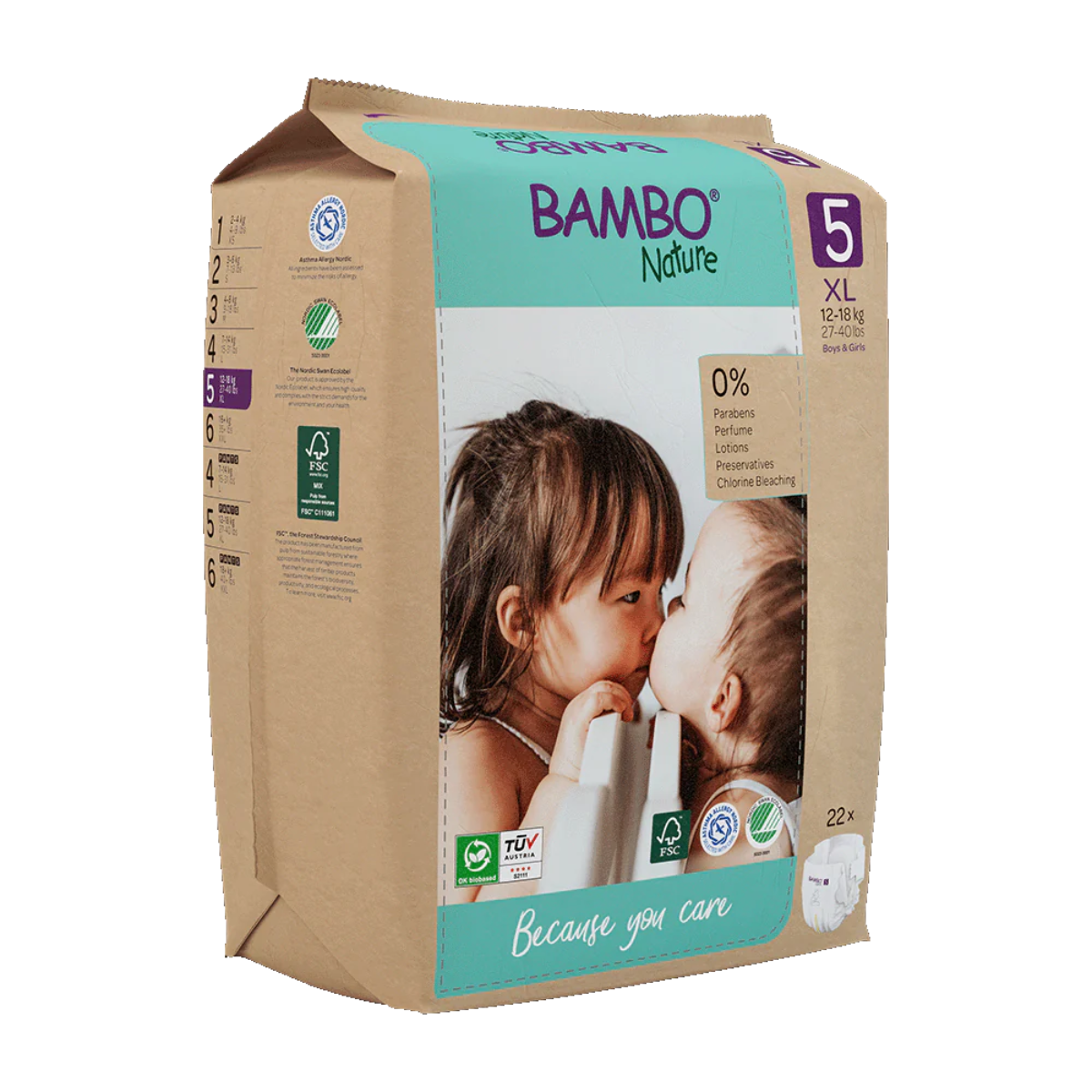 Opakowanie 6 x Bambo Nature pieluchy T5 (12-18 kg) 22 szt.