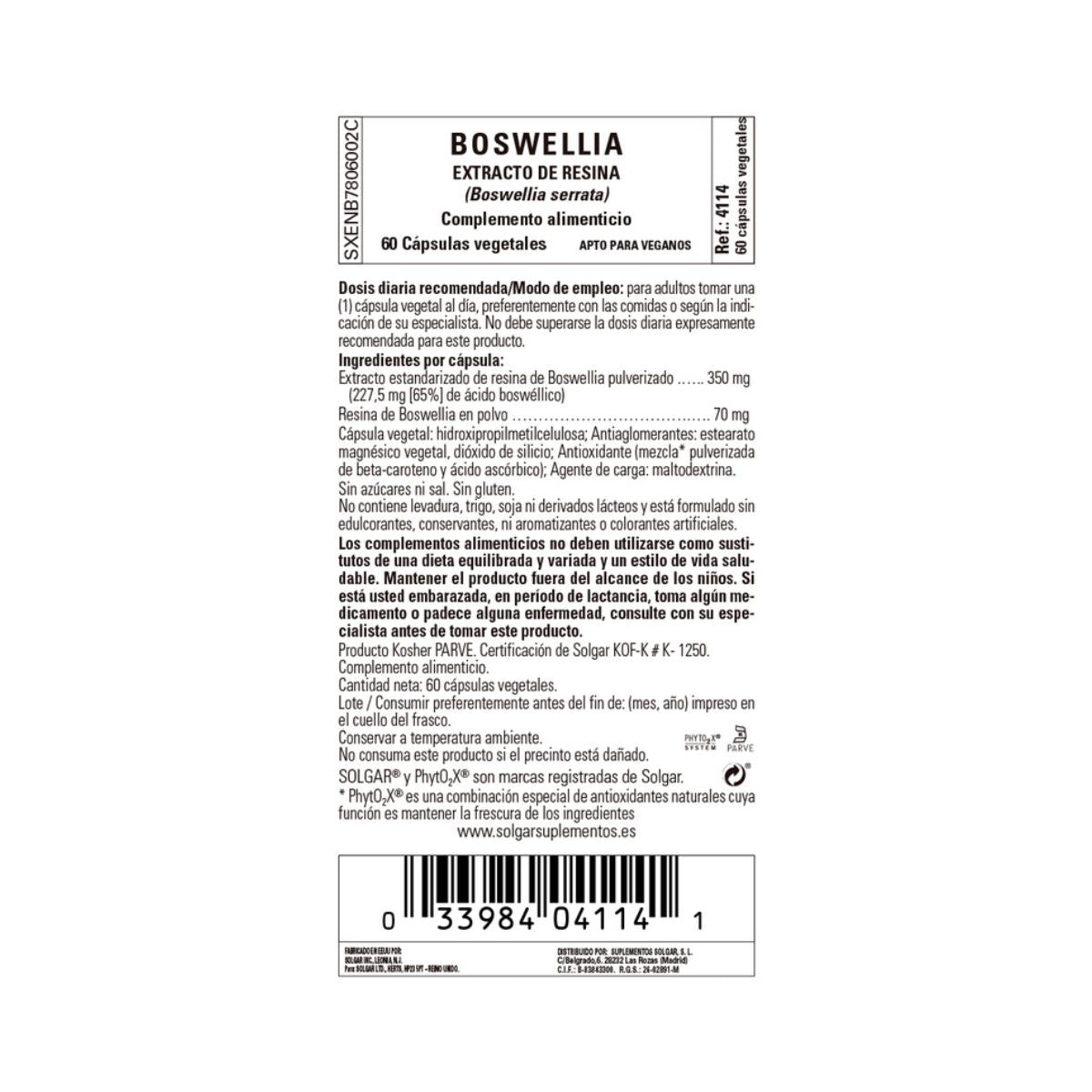 Solgar Boswellia Resin Extract, 60 capsules