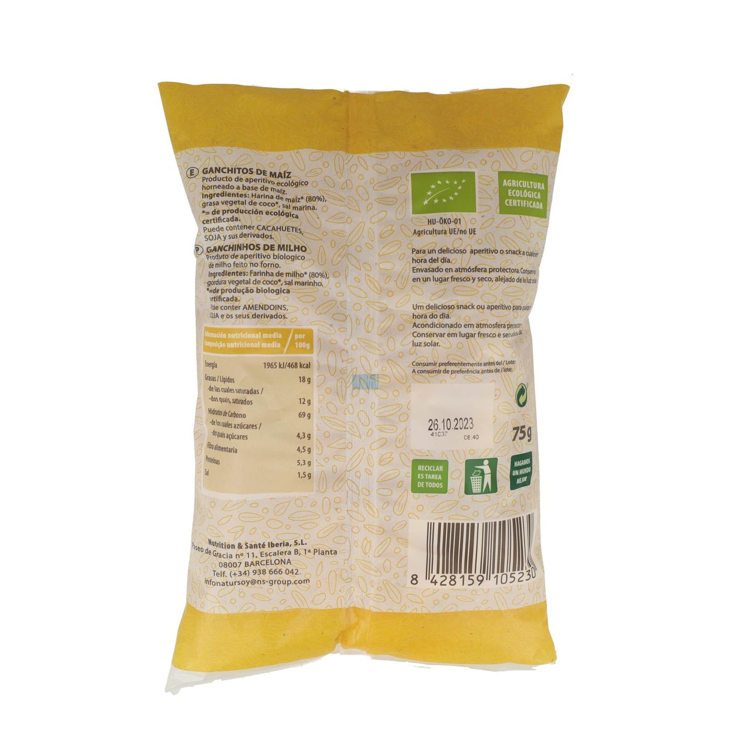 Organic Corn Snacks 75 g Natursoy
