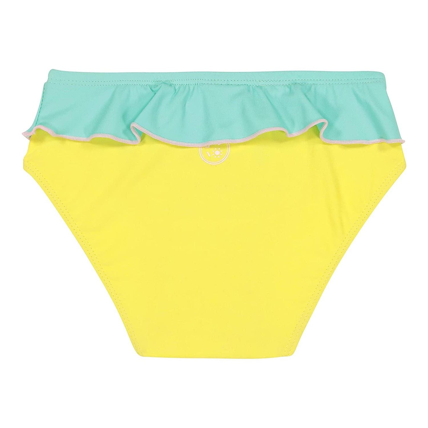 Yellow and green UV protective swimsuit 6 months