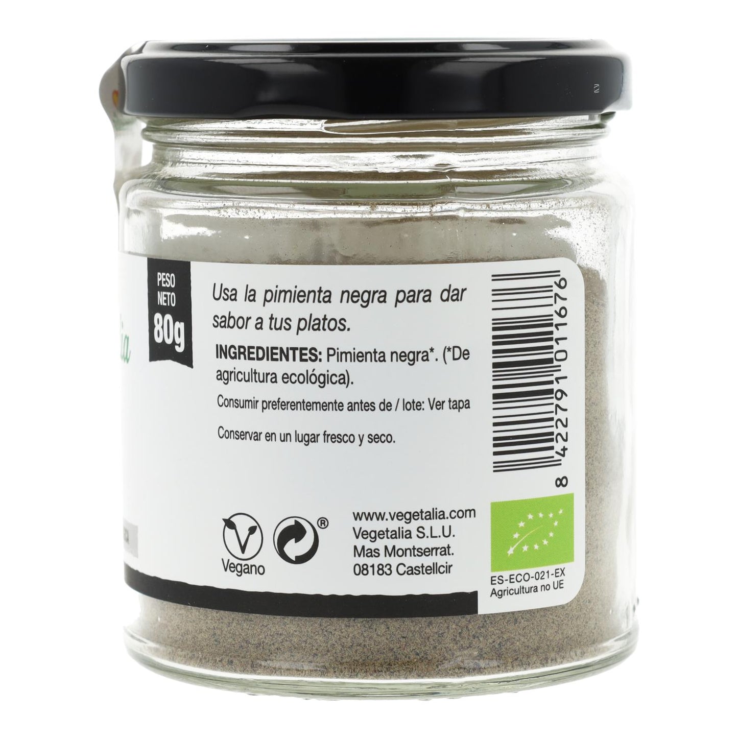 Bio-Vegetalia Schwarzer Pfeffer, Pulver, 80 g