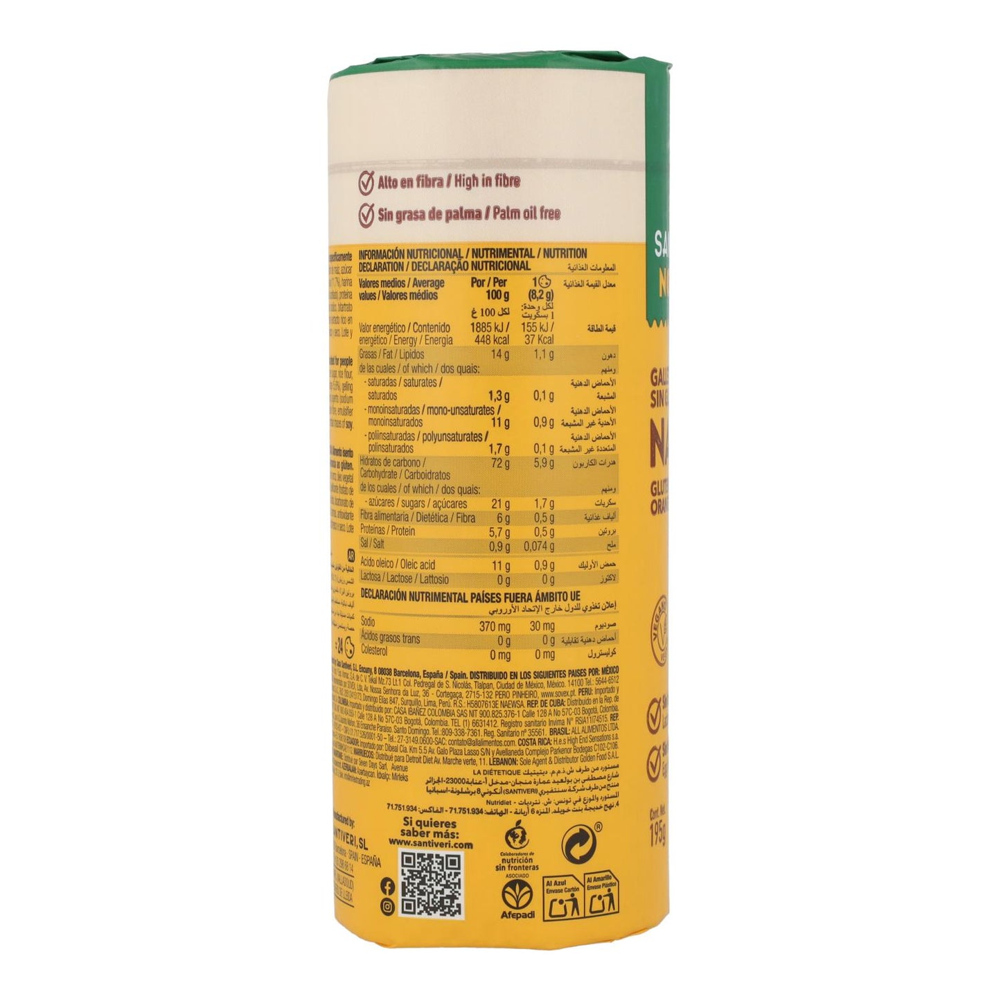 Glutenfria kakor med apelsinsmak Santiveri Noglut 195 g