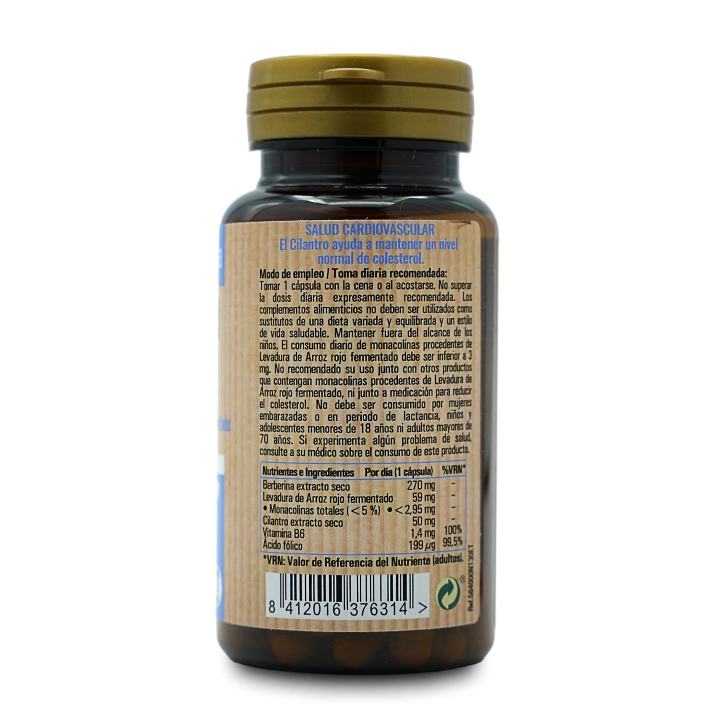 Colesterolo plus berberina + lievito di riso rosso fermentato + coriandolo, 30 capsule NaturTierra