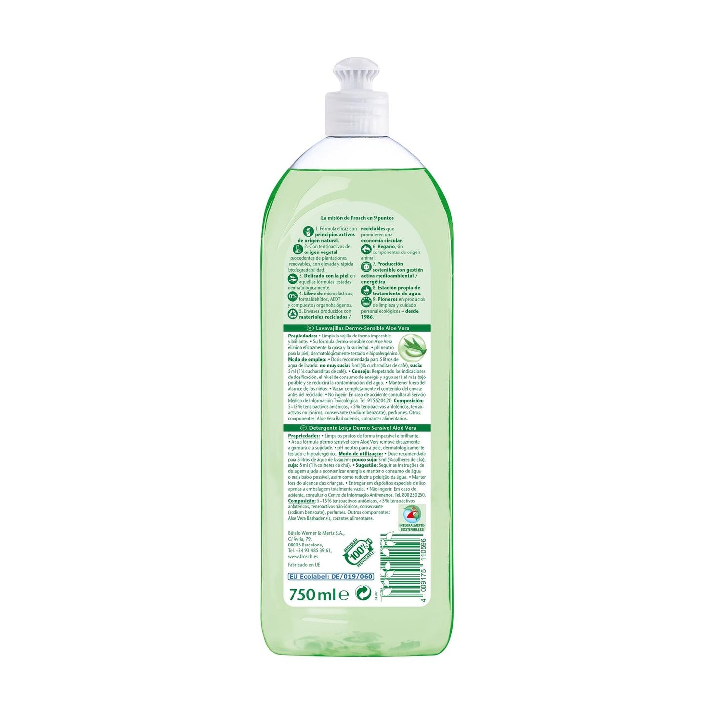 Frosch Eco Aloe Vera Dishwashing Liquid 750ml