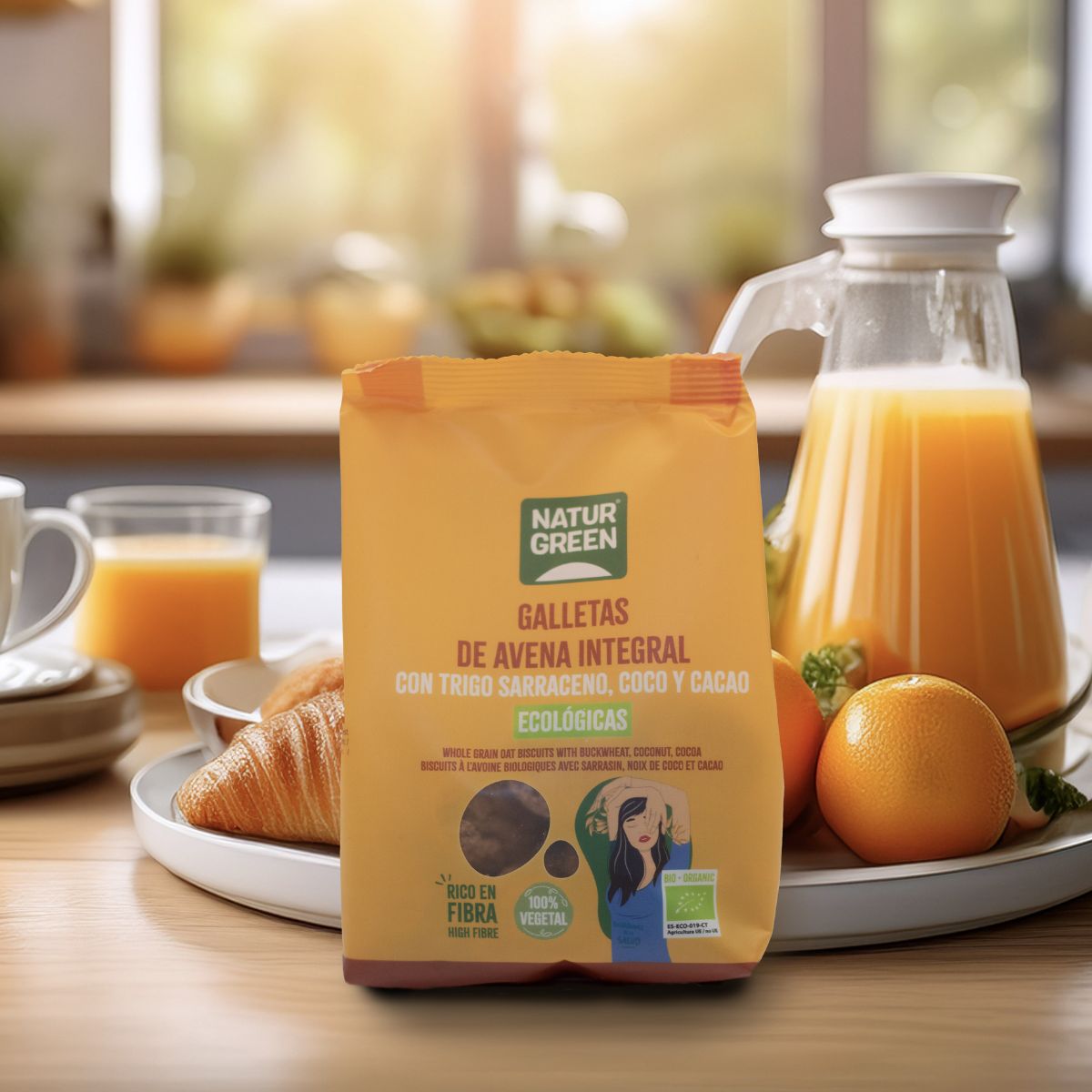 Biscotti integrali d'avena con grano saraceno, cocco e cacao biologico NaturGreen 140 g