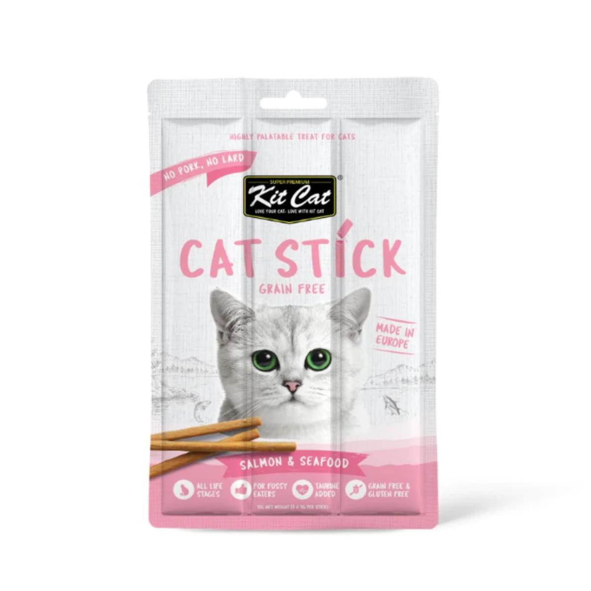 Kit Cat Cat Stick - Saumon & Fruits de mer 15 g Snack semi-humide pour chats