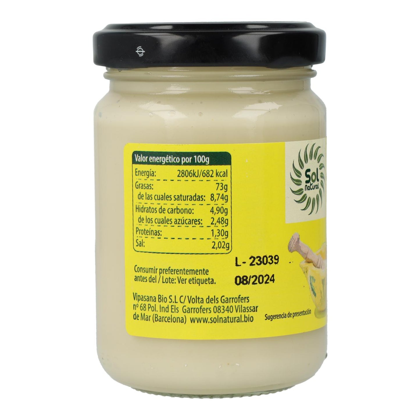 Vegansk glutenfri aioli Bio Sol Natural 140 g