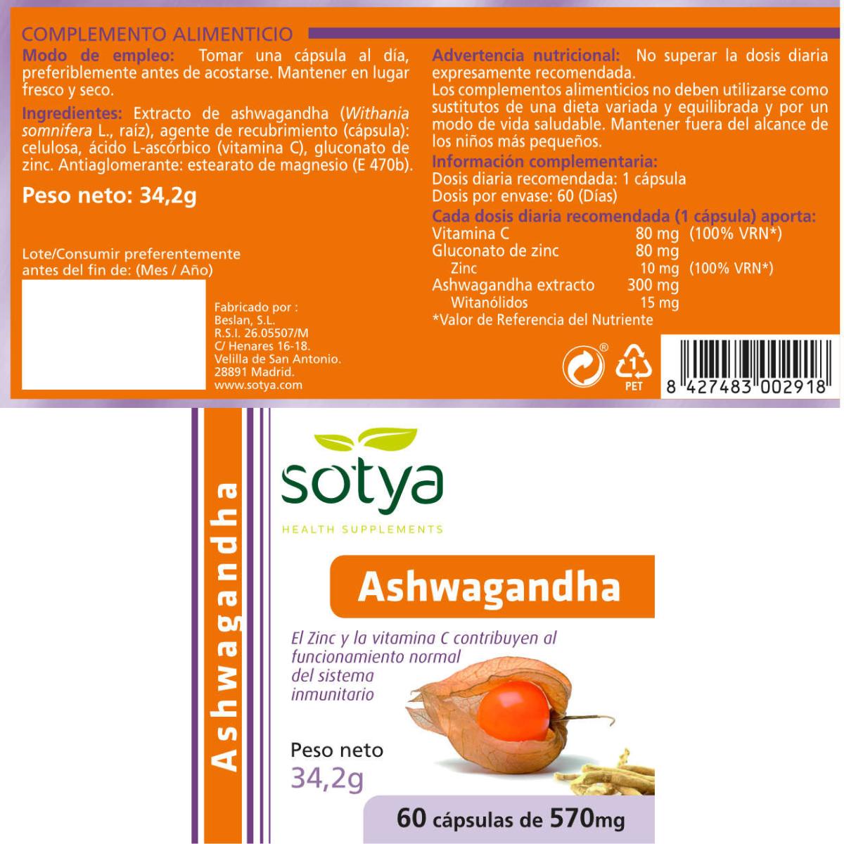 Ashwagandha 570 mg Sotya 60 Kapseln