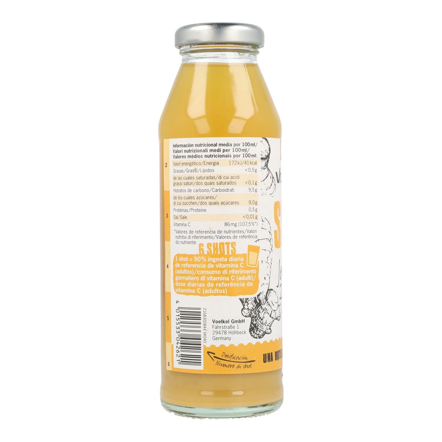 SHOT med ingefära (äpple, acerola, citron) Nyhet Voelkel 280 ml