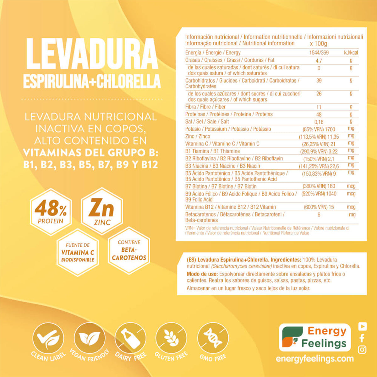 Nutritional Yeast with Chlorella and Spirulina XL Energy Feelings 250 g