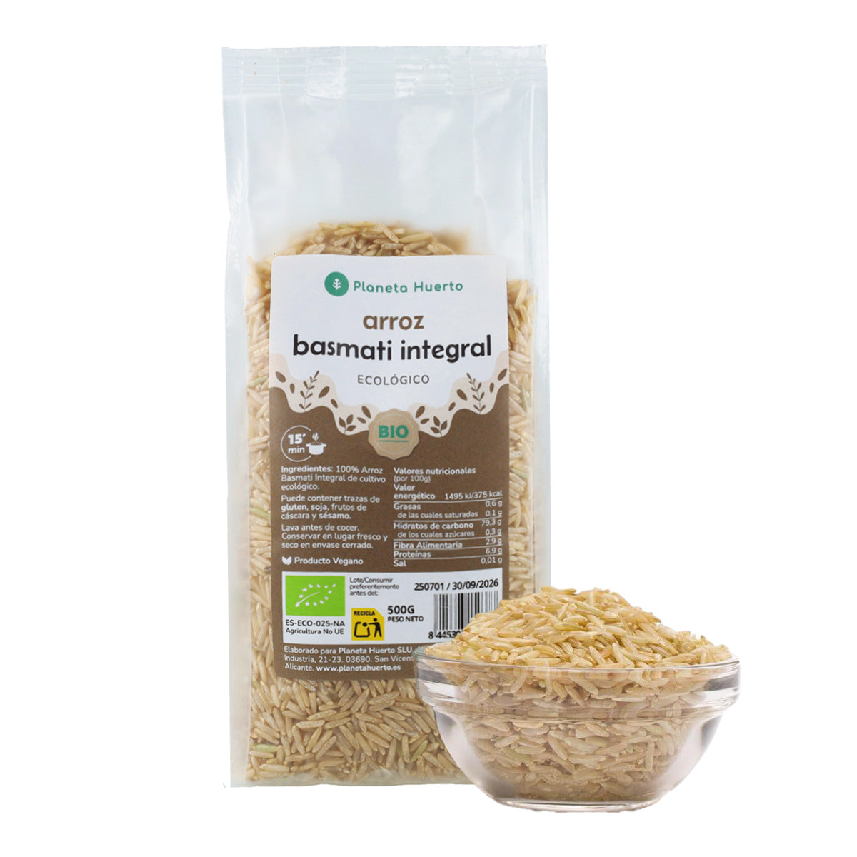 Pack 2 x 500 g ECO Planet Garden Brown Basmati Rice ECO 500 g