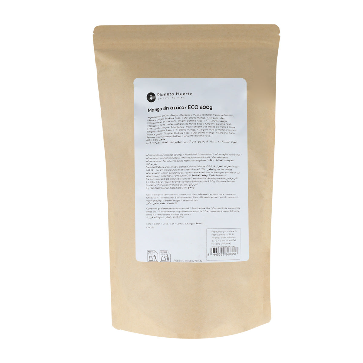 Osötade mangostrimlor ECO Planeta Huerto 800 g