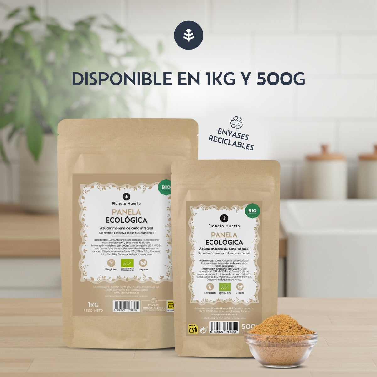 Confezione 2 x ECO Planeta Huerto Panela Zucchero 1kg