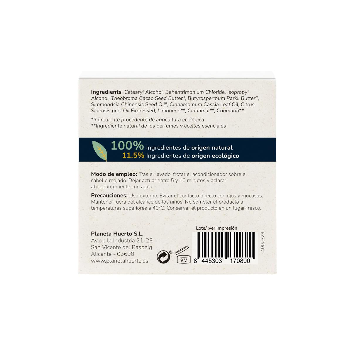 Herstellende vaste conditioner Planeta Huerto 85 g