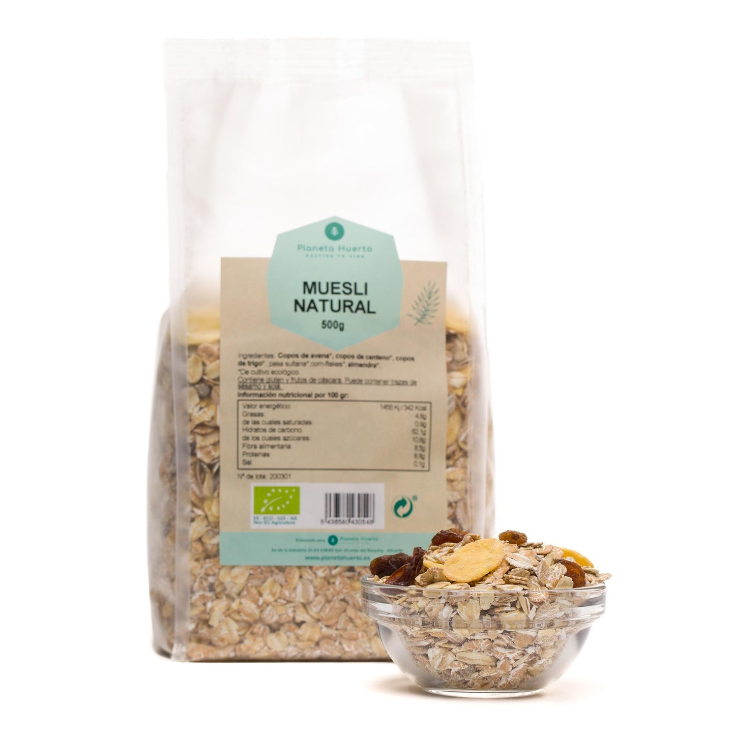 Packung 2x Naturmüsli mit Sultaninen ECO Planeta Huerto 500 g