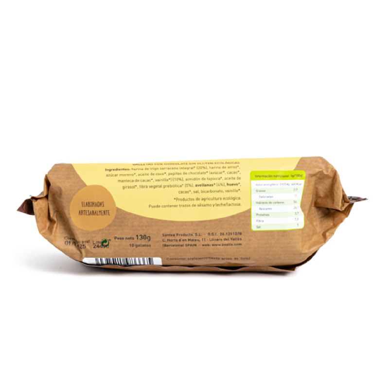 Bezglutenowe ciastka z kaszą gryczaną, czekoladą i orzechami laskowymi BIO Zealia 130 g