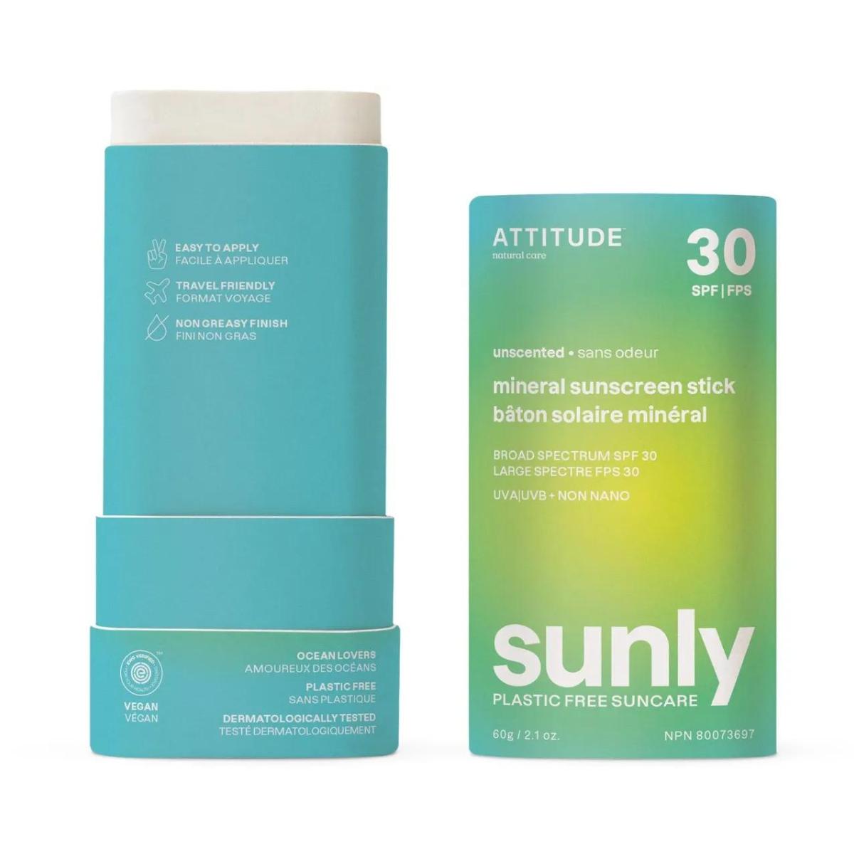 Parfymfri solkrämstick Sunly 30 SPF Attitude 60 g