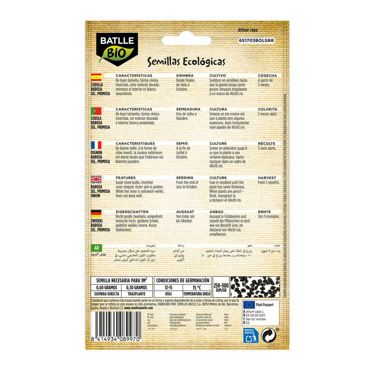 Nasiona cebuli Babosa selec. primosa ekologiczne Batlle