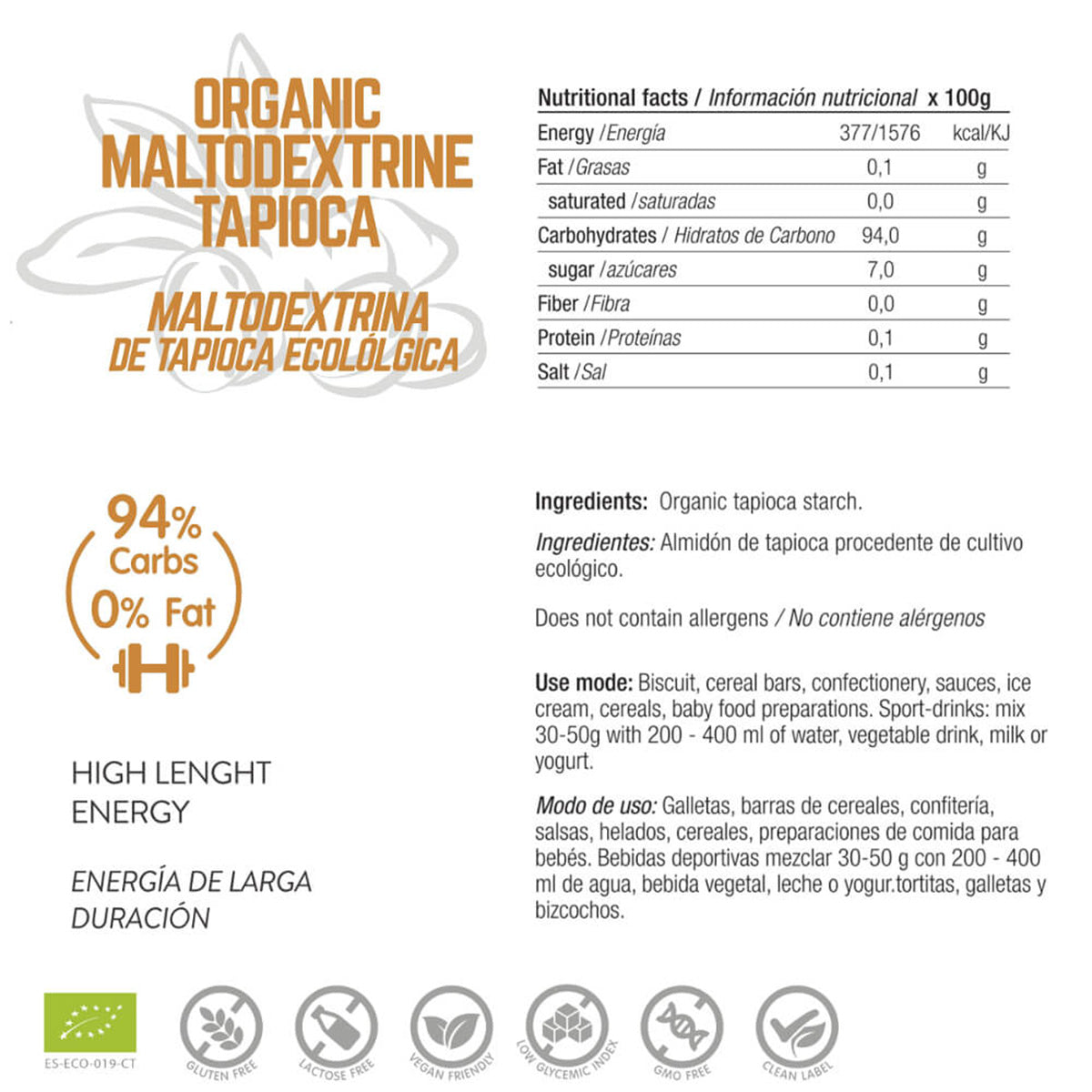Bio-Tapioka-Maltodextrin: Energy Feelings 500 g