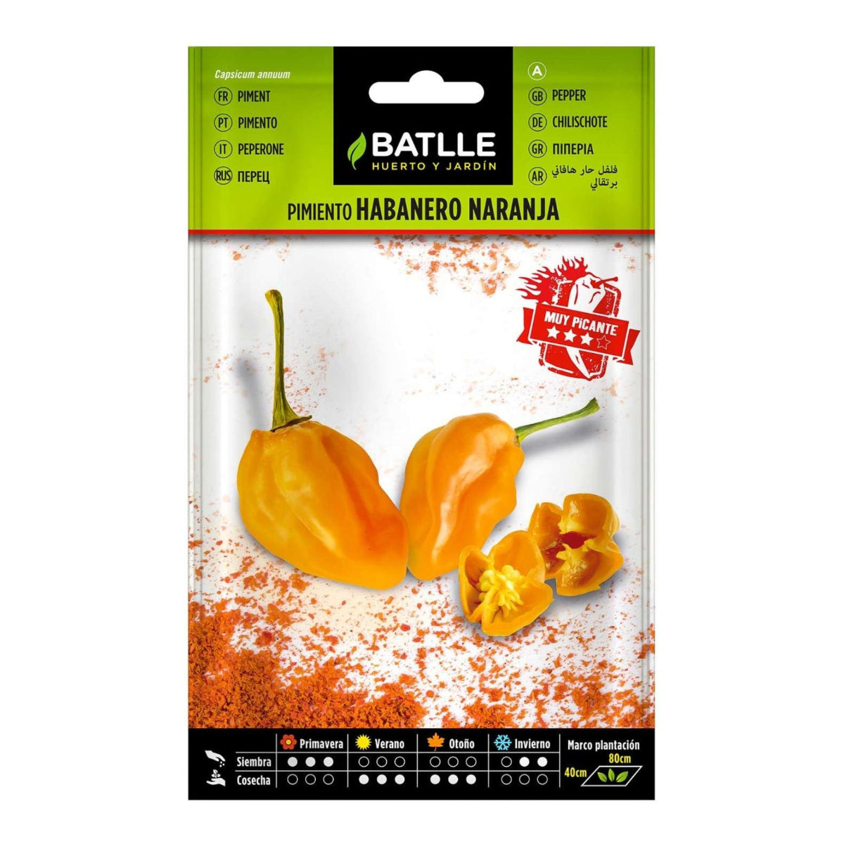 Samen der orangefarbenen Habanero-Paprika Batlle