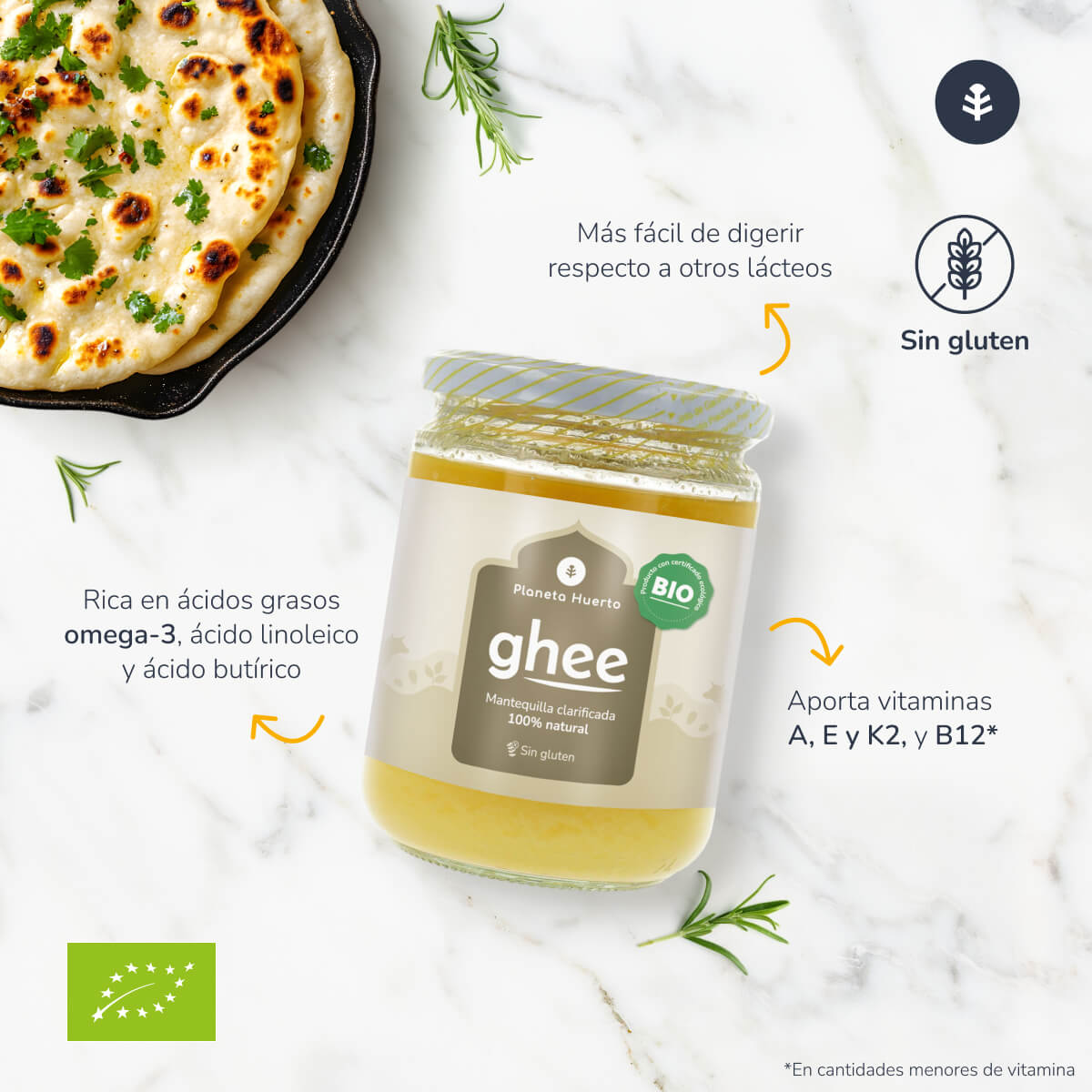 Pack 3xGhee beurre clarifié ECO Planeta Huerto 500 gr