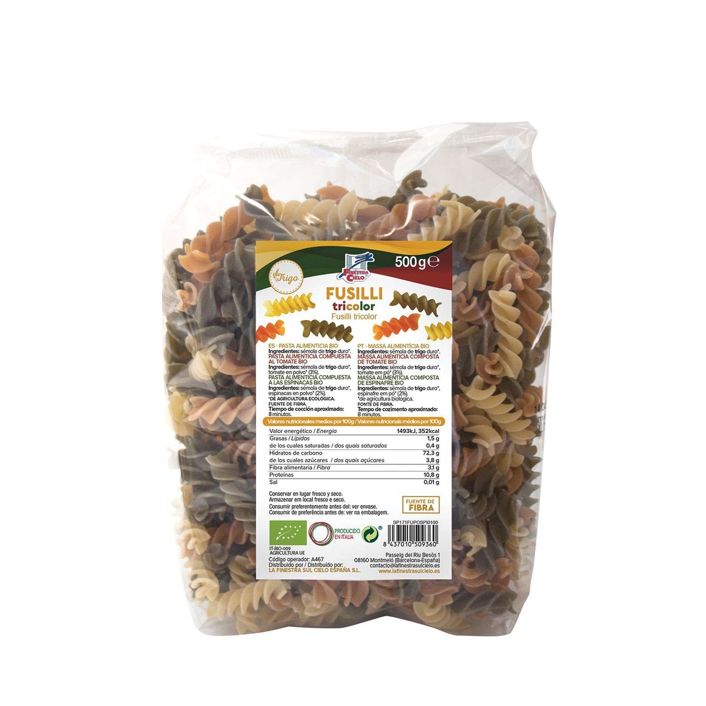 Fusilli tricolore La Finestra Sul Cielo 500 g