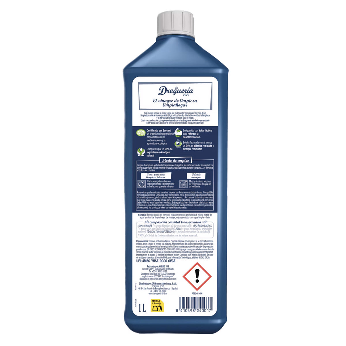 LA DROGUERIA 1919 Concentrated Household Cleaning Vinegar 14º 1 L Bottle