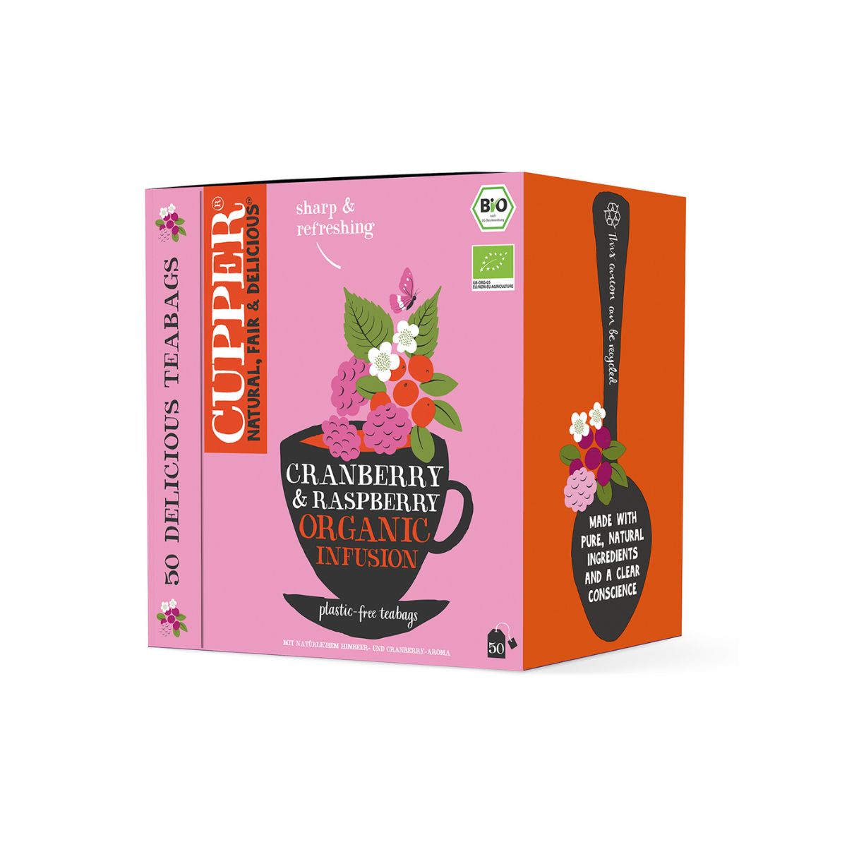 Infusion av blåbär och hallon Bio Cupper 50 påsar