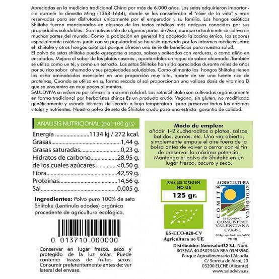 Shiitake in poedervorm BIO Salud Viva, 125 g