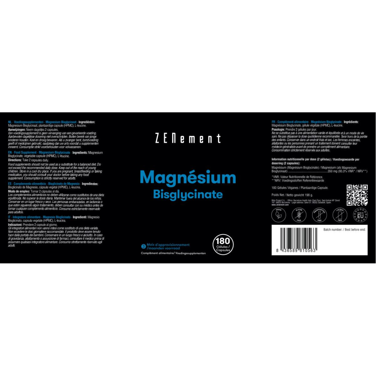 Magnesiumbisglycinaat Zenement, 180 tabletten