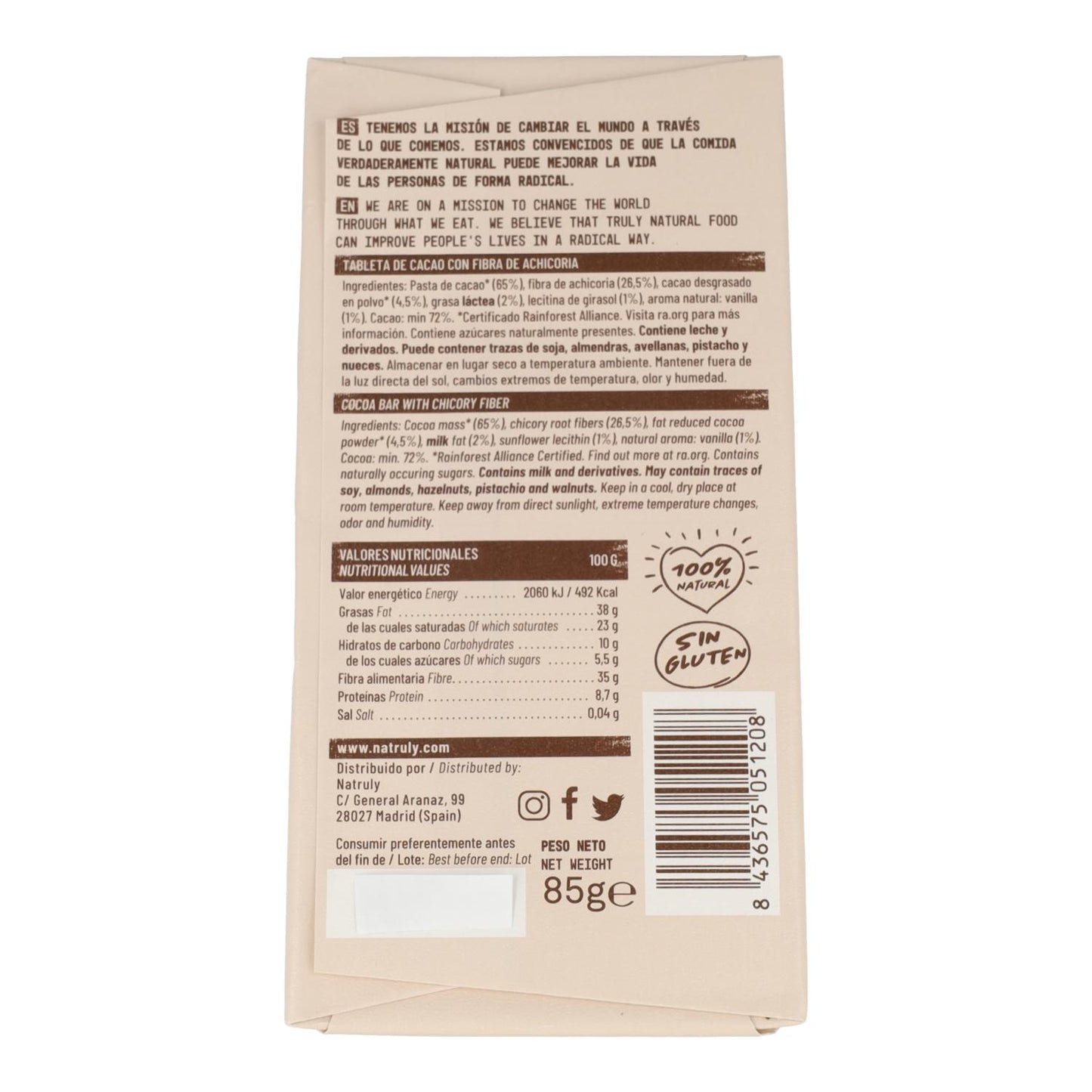 Chocolicious al cioccolato fondente, Natruly